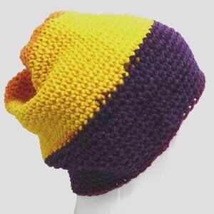 Multicolor Baggy Beanie Cap Unisex Hat Handmade Crochet Knit Stripe Slouchy NWT